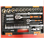 Набор инструментов, 1/2" , 1/4" , CrV, пластиковый кейс 82 предм *Уценка